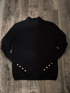 Abercrombie & Fitch Mock Neck Sweater -  Black with Gold Buttons - Size Large